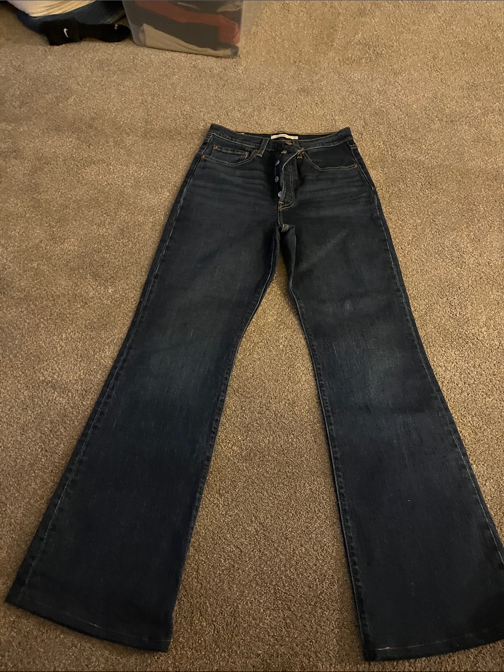 Levi’s Ribcage Dark Blue Women's Bootcut Jeans (Altered bottoms)
